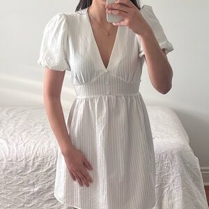 White Puff Sleeve Mini Dress